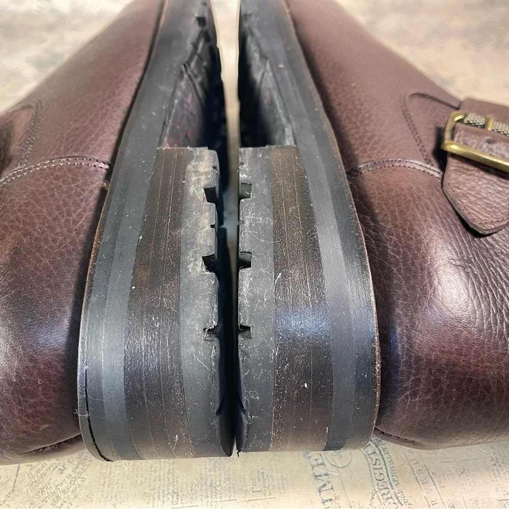Frye Veronica Shearling Leather Moto Booties Brown Buckle Boots Made in Mexico